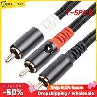 卍◘✳ 1 5PCS Bochara Braided RCA Male to 2RCA Male OFC Audio Cable Y Splitter Foil Braided Shielded For Subwoofer Speaker Amplifier