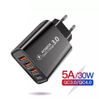 [A Necessary] ❉ 5A 30W 4พอร์ตเครื่องชาร์จ USB ชาร์จเร็วผนังเร็วสำหรับ IPhone11 Xiaomi โทรศัพท์พกพาได้อะแดปเตอร์ QC 3.0ปลั๊ก EU /Us