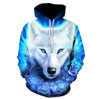 Sudaderas con capucha con estampado 3D de lobo para hombre y mujer, Jersey informal de gran tamaño, ropa de calle de Hip Hop Harajuku, moda