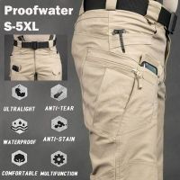 กางเกงกางเกงคาร์โก้บุรุษยืดได้กางเกงขายาวหลายกระเป๋าเดินป่ากลางแจ้งเดินป่าชุดทหารพรางกางเกงยุทธวิธี S-6XL