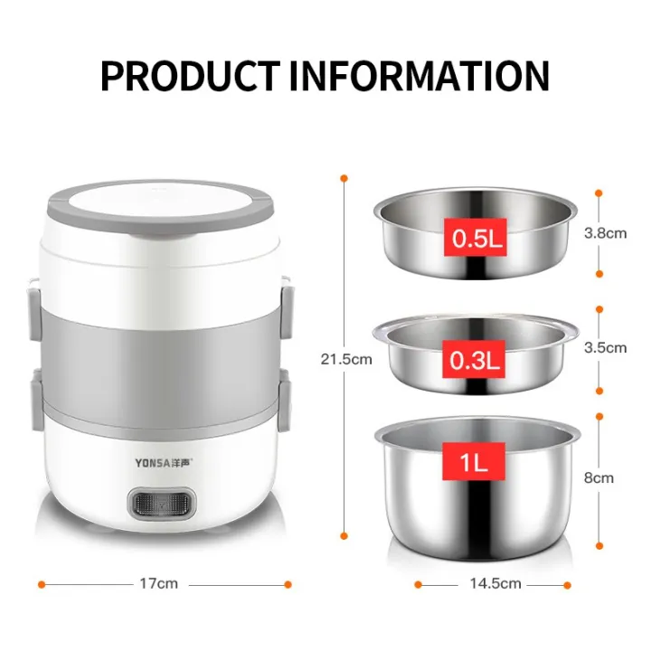 3layer multifunction portable mini rice cooker steamed rice box electric lunch box Lazada PH