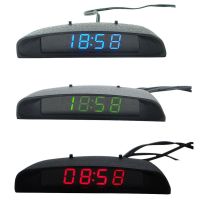 ❂✳☾ 3 in 1 Auto Car Digital LED Electronic Clock Thermometer Voltmeter Car Accessories Digital Led Electronic Clock Car Ornament