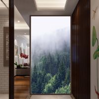 Lumanduo Forest No Glue Privacy Window Film Vinyl Static Cling Frosted Stained Glass Decorative Window Sticker Window Film Window Sticker and Films