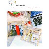 PVC Snap Button Bag Pencil Case Test Paper Stationery Storage Bag Large Capacity Waterproof Transparent Document Bag