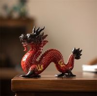 Traditional Chinese Porcelain Dragon Statue Handmade Ceramics Totem Animal Sculpture Ancient Legend Totem Ornament Craft Decor