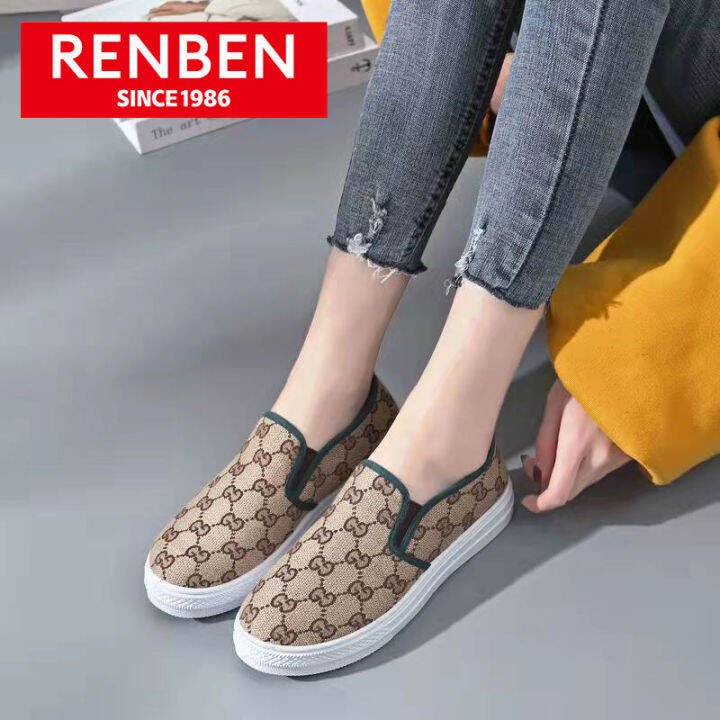 renben-รองเท้าผ้าใบนักเรียนรองเท้าผ้าใบของผู้หญิงลำลองแบบต่ำกระเป๋าครึ่งรองเท้าผู้หญิงรองเท้าผ้าใบนักเรียนหญิงรองเท้ากีฬาที่เ