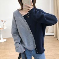 Womens Clothing Irregular Spliced Button Knitted Sweaters Autumn Winter Fashion Korean Loose Long Sleeve Elegant Jumpers Female