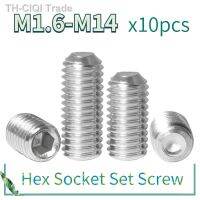 10 pcs/lot M2 M3 M4 M5 M6 M8 M10 Headless Hexagon Socket Grub Screw DIN916 Hex Socket Set Screw Cup Point Stainless Steel