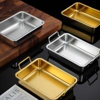 ถาดเสิร์ฟ Non-Stick Multifunctional Stainless Steel Rectangle Metal Tray For Kitchen Storage Trays Kitchen Storage