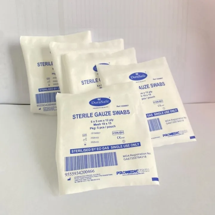 [DRESSING] Durasafe Sterile Gauze Swab 12ply [ Size: 5cm ] (5pcs/pkt ...