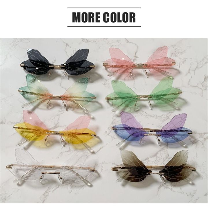 แว่นกันแดดไล่ระดับสีสำหรับผู้หญิง-สำหรับเต้นแว่นกันแดดมีปีกแมลงปอ