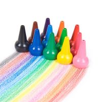 12 Colors 3D Finger Crayons Non Toxic Washable Painting Drawing Wax for Toddler Baby Kids Stackable Educational Art Supplies