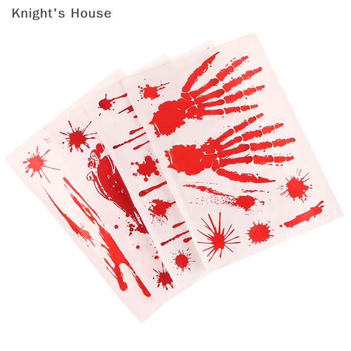 knights-house-สติกเกอร์เลือดฮาโลวีนรูปลอกติดผนังฮาโลวีนสร้างฉากสยองขวัญรอยเลือดติดหน้าต่างพื้นสำหรับในร่มกลางแจ้ง