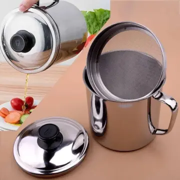 4.5L Large Capacity Oil Strainer Pot Grease Can Food Strainer