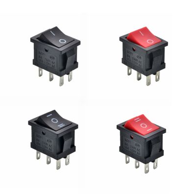 Black Red Car Rocker Boat Switch 6Pin DPDT 2 Position I/O 3 Positions ON/OFF/ON 21x15mm 10A 125VAC 6A 250V 12V Locking