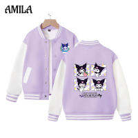 AMILA Girls S แจ็คเก็ตแฟชั่นลำลองน่ารักการ์ตูน Kuromi เด็กหญิง Jaket Baseball