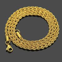 3mm Hip Hop Rope Chain Necklace Gold Silver Color Stainless Steel Necklaces For Women Men Jewelry Fashion Chain Necklaces