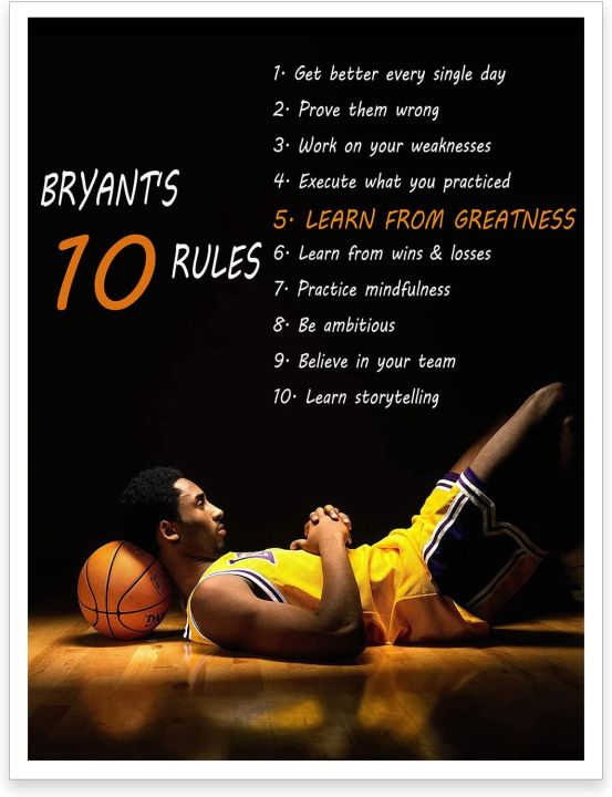 Kobe Bryant 10 Rules Poster Kobe Bryant Canvas Mamba 