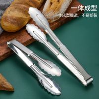 [Fast delivery] Household kitchen tongs thickened large and small stainless steel food tongs barbecue tongs deep-fried barbecue pancakes tote steak tongs Thickening and anti scaling