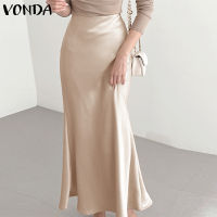 (จัดส่งฟรี)Fancystyle VONDA กระโปรงเอวสูงลำลองหรูหราของผู้หญิงกระโปรงบานสวิงธรรมดาแนวธุรกิจลำลอง