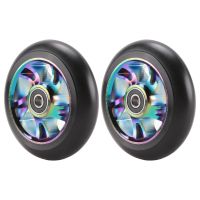 2 Pcs 100Mm Scooter Replacement Wheels with Bearing Stunt Scooter Pu Wheels for Rocking Cars, Extreme Cars,