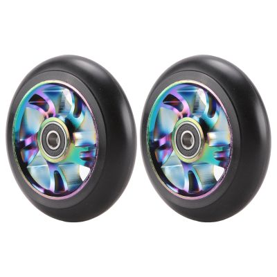 2 Pcs 100Mm Scooter Replacement Wheels with Bearing Stunt Scooter Pu Wheels for Rocking Cars, Extreme Cars, Scooters