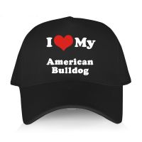 FJIV Hot sale Mens summer baseball cap black Cotton Adjuatable Hat casual style I Love American Bulldog Unisex Cool Outdoor Boy Caps