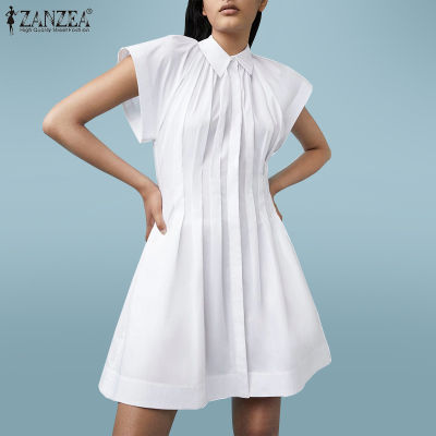 (สินค้ามาใหม่)(จัดส่งฟรี)Fancystyle ZANZEA เสื้อผู้หญิงอเนกประสงค์คอปกพับลง,ชุดเดรสแฟชั่นอัดพลีทชุดเดรสเข้ารูป #15