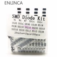 200pcs/lot SMD diode Assorted Kit 20 values*10PCS contains SS110 SS220 SS210 SS310 SS510 SS16 SS26 SS34 SS36 ES1J ES1D ES1M US1MElectrical Circuitry P