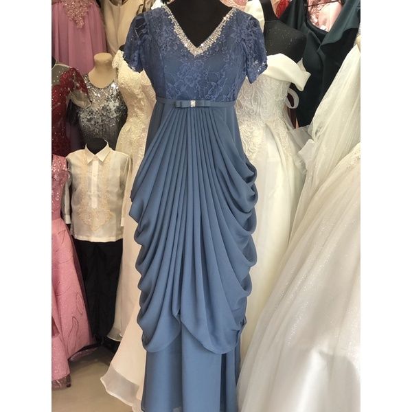 Long Cheap Plus Size Dusty Blue Bridesmaid Dresses|Sheergirl.com – SheerGirl