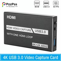 PzzPss 4K USB 3.0 Video Capture Card HDMI-Compatible 1080P 60fps HD Video Recorder Grabber For OBS Capturing Game Card Live Adapters Cables