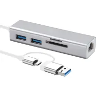 IT USB C to Ethernet Adapter with 2 USB 3.0 Port, SD TF Card Reader 5 IN 1 รุ่น HE-93