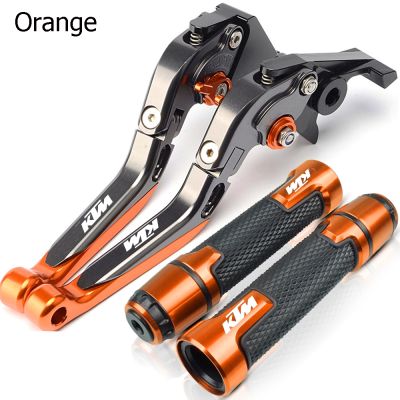 For KTM RC 200 250 390 Duke 200 250 390 2013-2023 modified CNC aluminum alloy 6-stage adjustable Foldable brake clutch lever Handlebar grips glue set 1