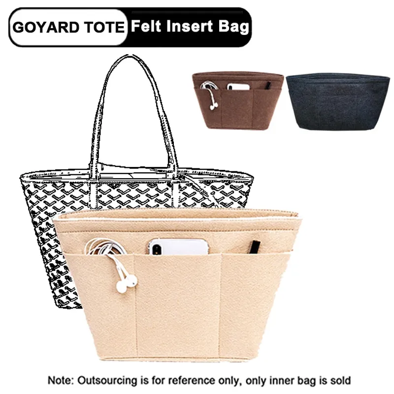 EverToner Felt Insert Organizer For Goyard GM PM Mini Tote Bag