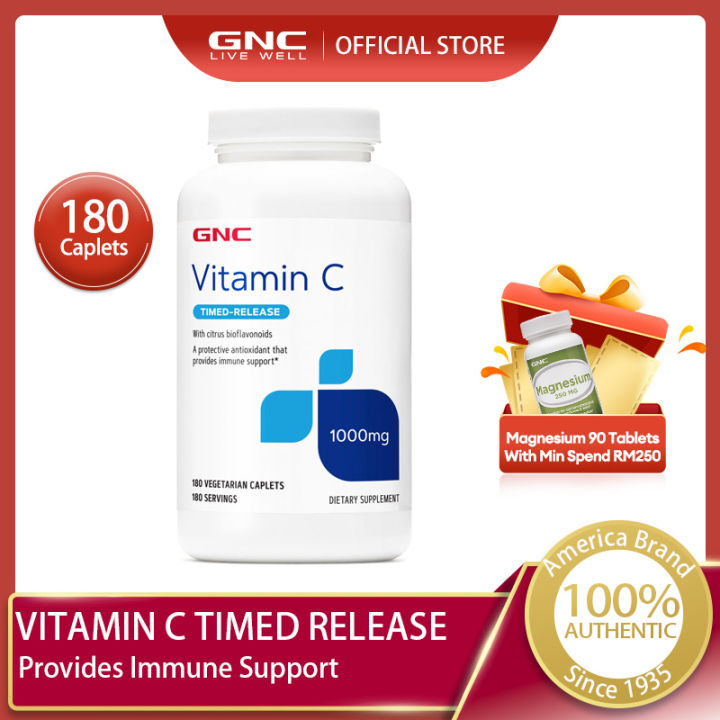 GNC Vitamin C TimedRelease Caplets 1000mg 180 Caplets Timedrelease