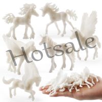 【hot sale】 ✎ B02 white embryo unicorn spirit pegasus horse mini solid model children DIY colored painting simulation animal model toy