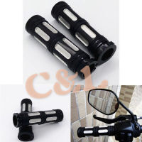 1 "25Mm อลูมิเนียมสีดำ CNC Edge Cut Handle Bar Hand Grips สำหรับ Harley Sportster Touring Dyna Softail Custom