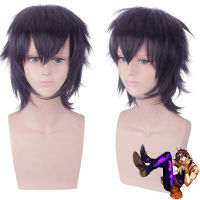 อะนิเมะ JoJo S Bizarre Adventure 5 Ghirga Narancia วิกผมสีดำสีม่วงผมสังเคราะห์ทนความร้อนคอสเพลย์ Wigs