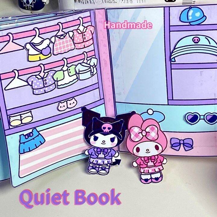 ๑ Cinnamoroll Dress Up Quiet Book Doll Paper My Pochacco Kuromi Sticker ...