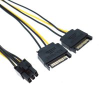 【Big-promotion】 Universal Impex 20ซม. 15pin SATA Power To 6pin PCI Express Adapter สำหรับวิดีโอ Dual 15-Pin SATA Power หญิง6-Pin PCIe Power ชาย