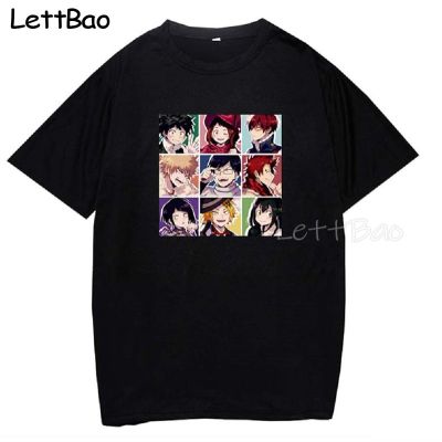 My Hero Academia Tshirts Anime Cartoon Kawaii Cotton Tees Black T Shirt 100% Cotton Gildan