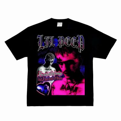 เสื้อยืดแขนสั้น ผ้าฝ้าย พิมพ์ลาย Lil peep hip hop rapper rock Street สไตล์ฮิปฮอป เสื้อวง พร้อมส่ง