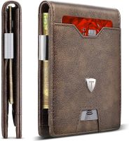 TEEHON Genuine Leather MIni Small Wallet Men Slim Money Clip RFID Blocking Bifold Credit Card Holders