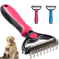 Pet Deshedding Brush - Double-Sided Undercoat Rake for Dogs Cats - Shedding Comb and Dematting Tool for Grooming Extra Wide