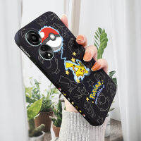 เคสโทรศัพท์สำหรับ OPPO A78 4G เคสโทรศัพท์ดีไซน์ด้านข้างการ์ตูน Pokemon Pikachu ลายขอบสี่เหลี่ยมปลอกซิลิโคนน้ำคลุมทั้งหมดเคสกล้อง