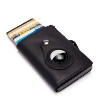 For Air Tag Anti-Lost Credit Card Wallet Aluminum Rfid Card holder for Airtag Tracker Organizer Leather Holder Zipper Coin Purse