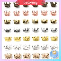 LIAOYING 70 Pieces โลหะผสมอัลลอยด์ มงกุฎเสน่ห์หลายสีมงกุฎลูกปัด 6มม. x 8มม. ลูกปัด spacer หลุมขนาดใหญ่เสน่ห์มงกุฎโลหะผสม มีเสน่ห์มีเสน่ห์ เครื่องรางมงกุฎกษัตริย์ สาวๆ