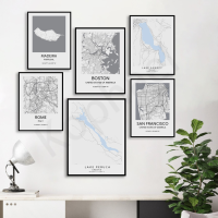 Cities Map Poster - Lake Negoca Madrid Boston Madeira Philadelphia New York มัลดีฟส์กลาสโกว์โรม San Francisco Lisburn ศิลปะผนังที่สวยงามสำหรับบ้านหรือสำนักงาน