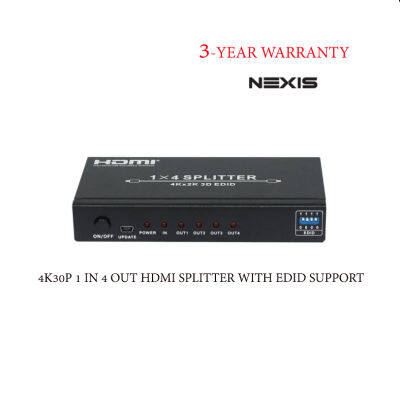 NEXIS HSP104 4K30P 1 IN 4 OUT HDMI SPLITTER WITH EDID SUPPORT (3-YEAR WARRANTY)