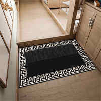 Euro Style Geometric Hallway Mats Luxury Black Bedside Mat Long Kitchen Mat Set Absorbent Doormat Entrance Door Bathroom Mat